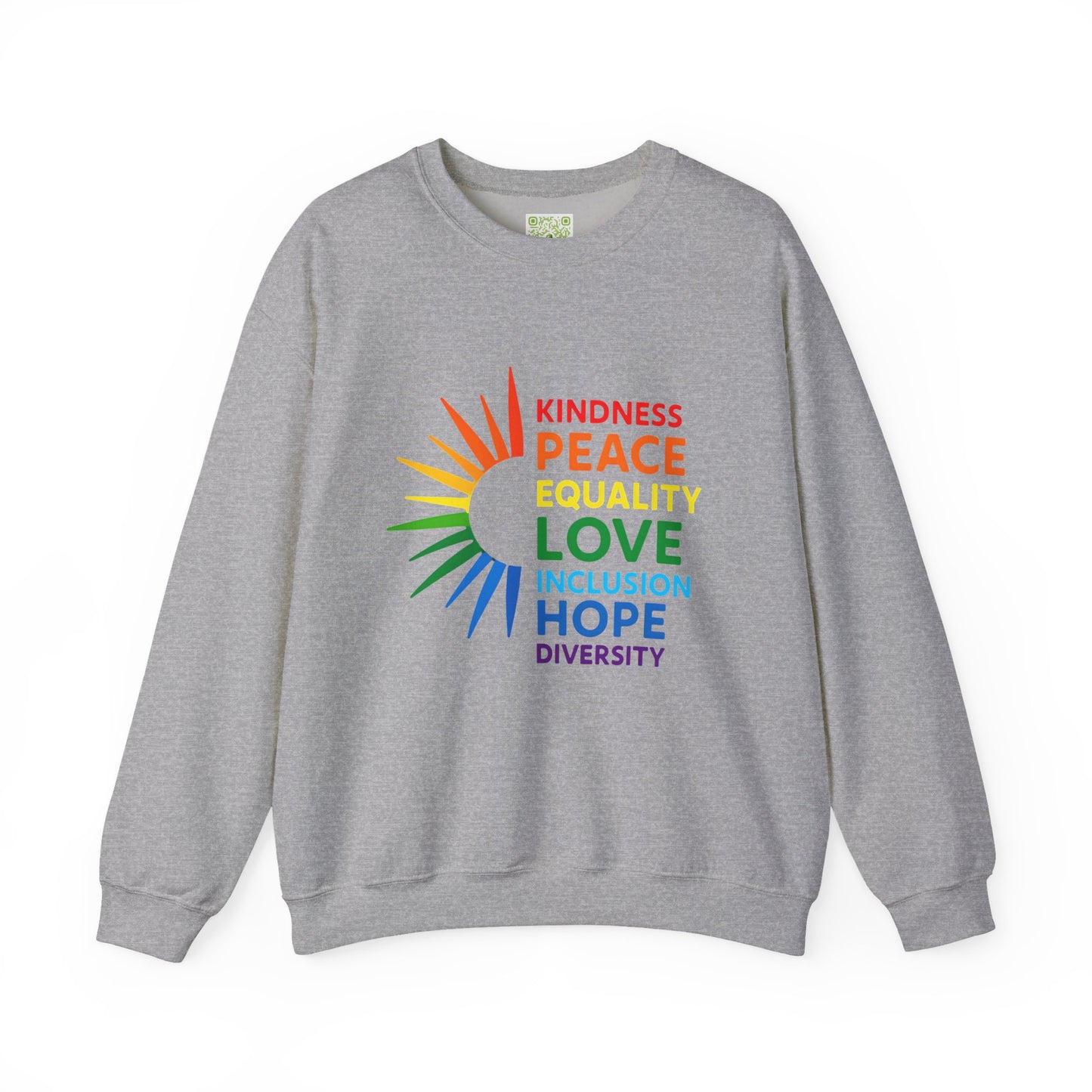 LGBTQ Equality Shirt, Pride Month Crewneck Sweatshirt, Kindness Peace Love Pride Sweater, Rainbow Gay Pride Clothing, Unisex Pride Gift