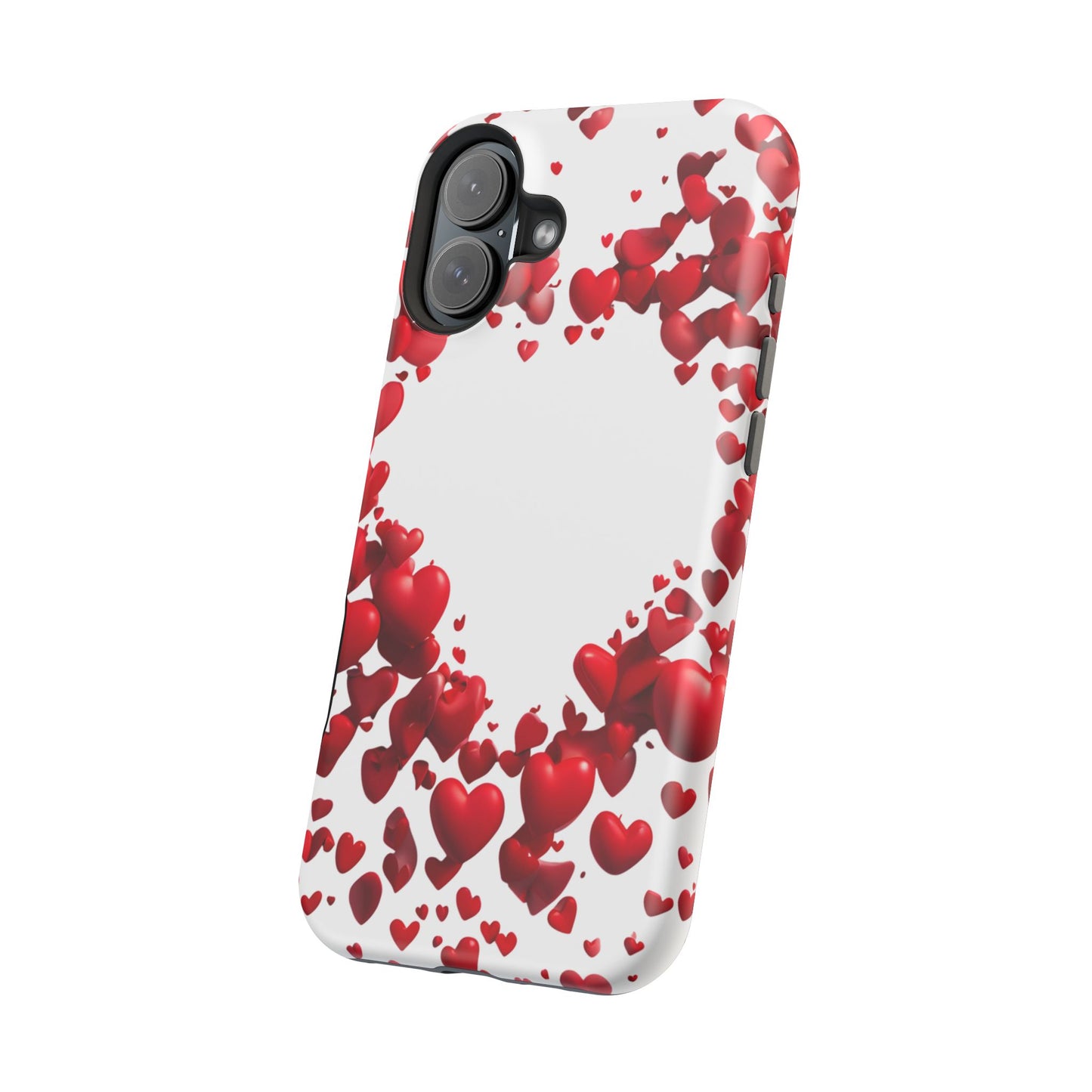 Heart-Shaped Heart Motif Magnetic Tough iPhone Case, Love Themed Phone Cover, Valentine's Day Gift,  Romantic Phone Case
