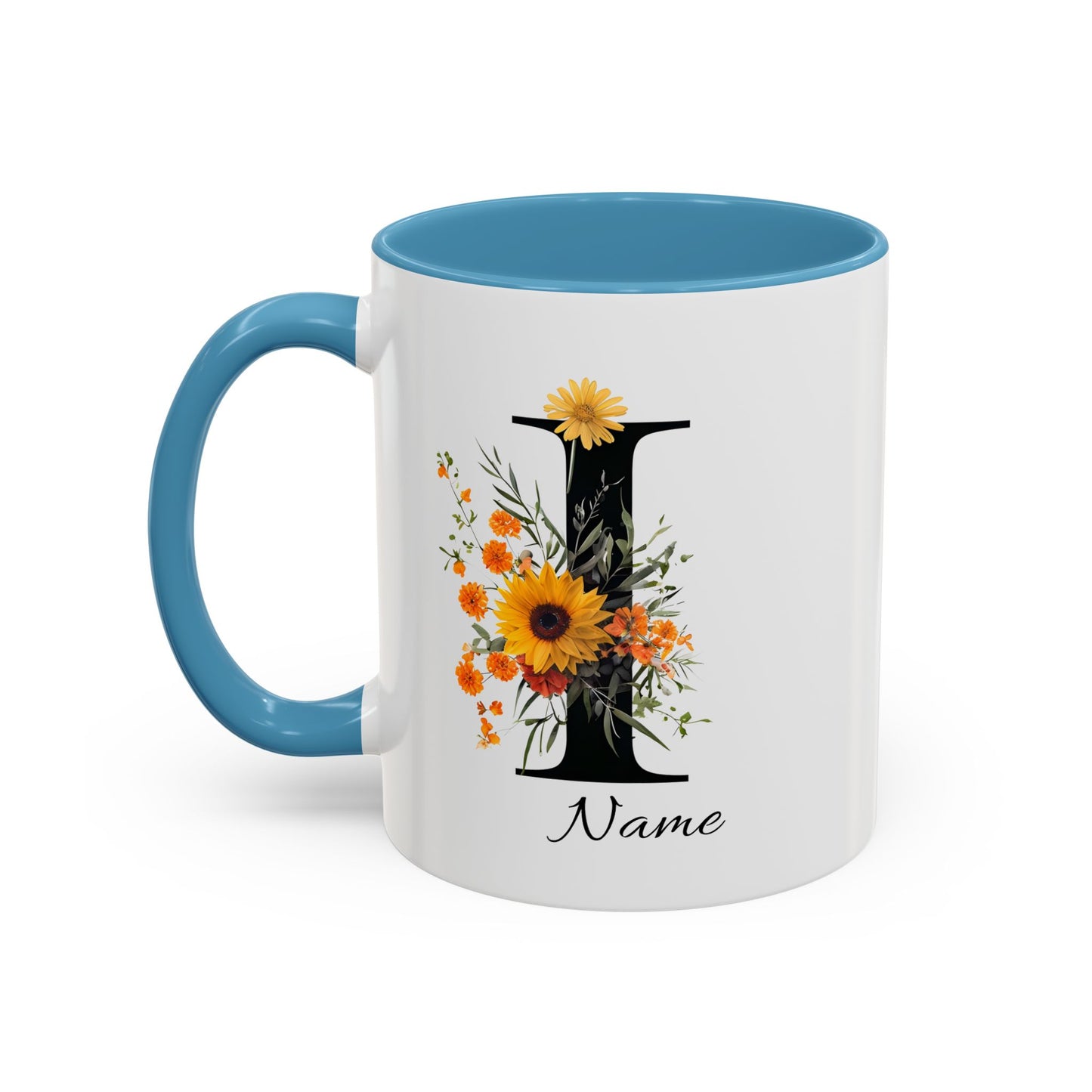 Personalized Floral Monogram - Letter I - Elegant Accent Coffee Mug – Personalized Mothers Day Gift