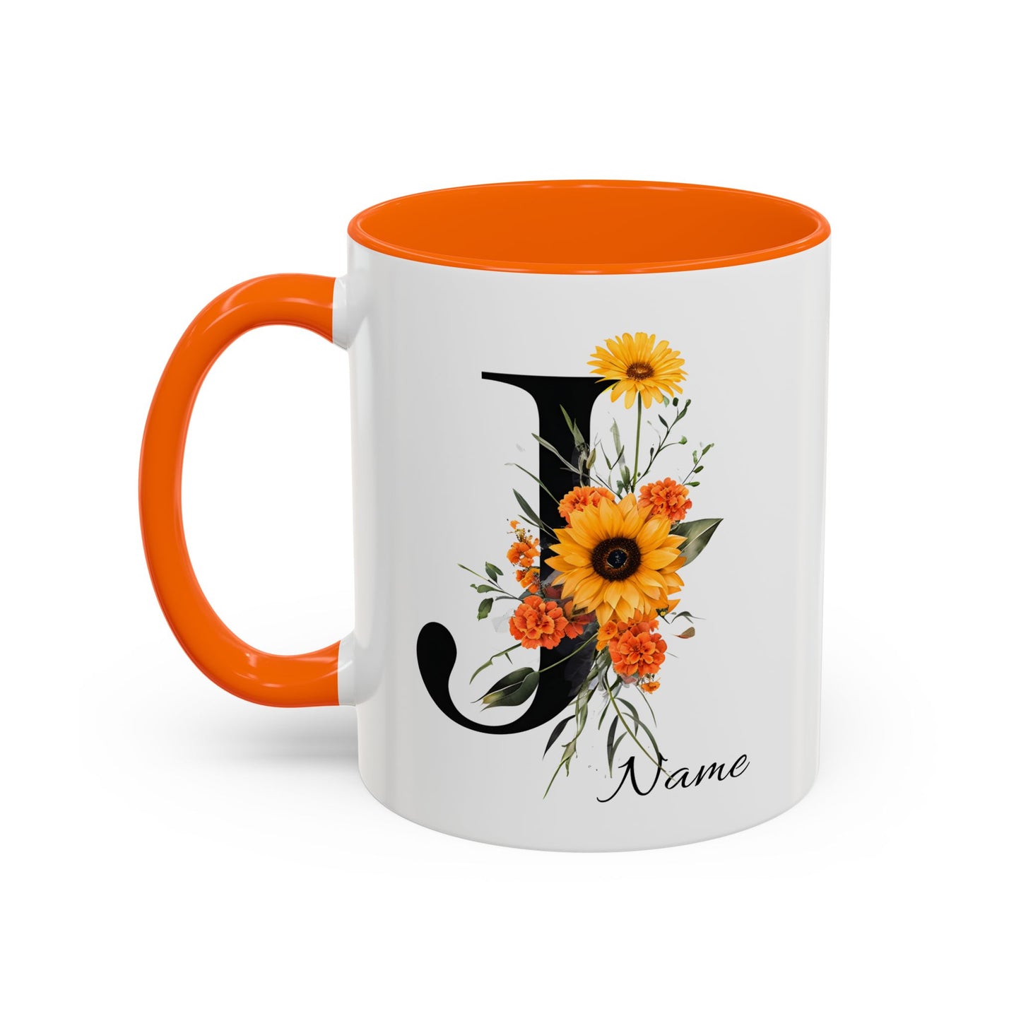 Personalized Floral Monogram - Letter J - Elegant Accent Coffee Mug – Personalized Mothers Day Gift