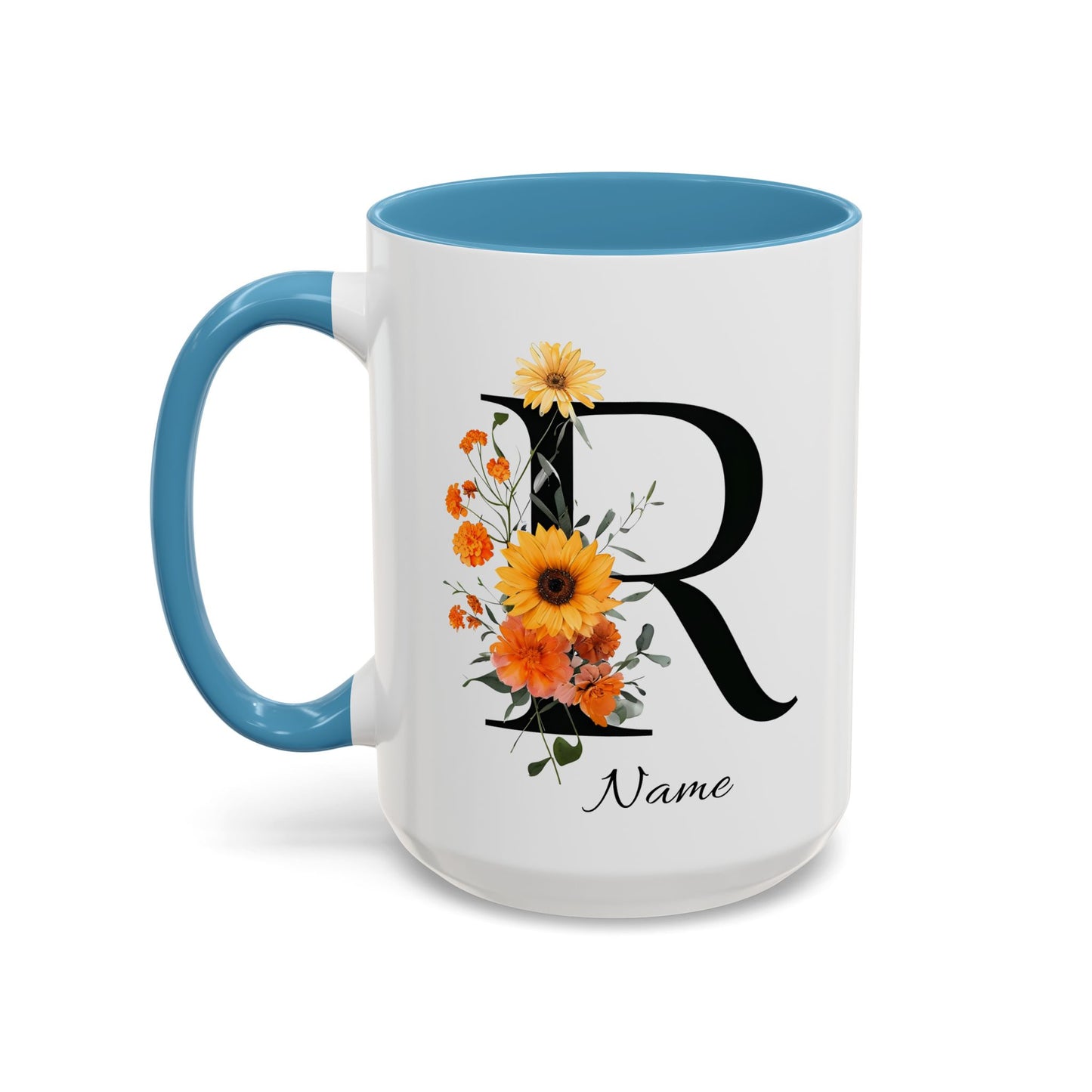 Personalized Floral Monogram - Letter R - Elegant Accent Coffee Mug – Personalized Mothers Day Gift