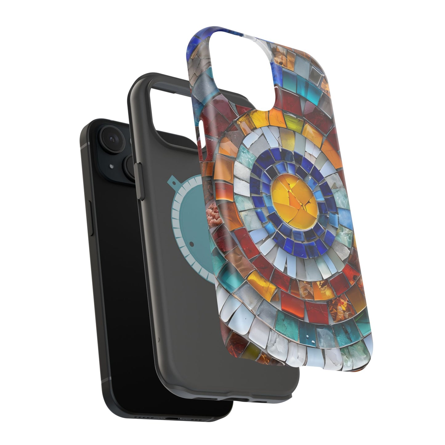 Magnetic Mosaic Phone Case, Trendy iPhone Case, Unique Design, Faux Stained Glass, Custom Phone Cover, Wireless Charging