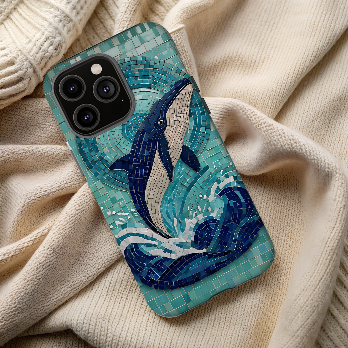 Whale Watching Mosaic iPhone Case, Whale Art, Unique Phone Case, Humpback Whale, Whale Gift, Marine Biology, Whale Watcher