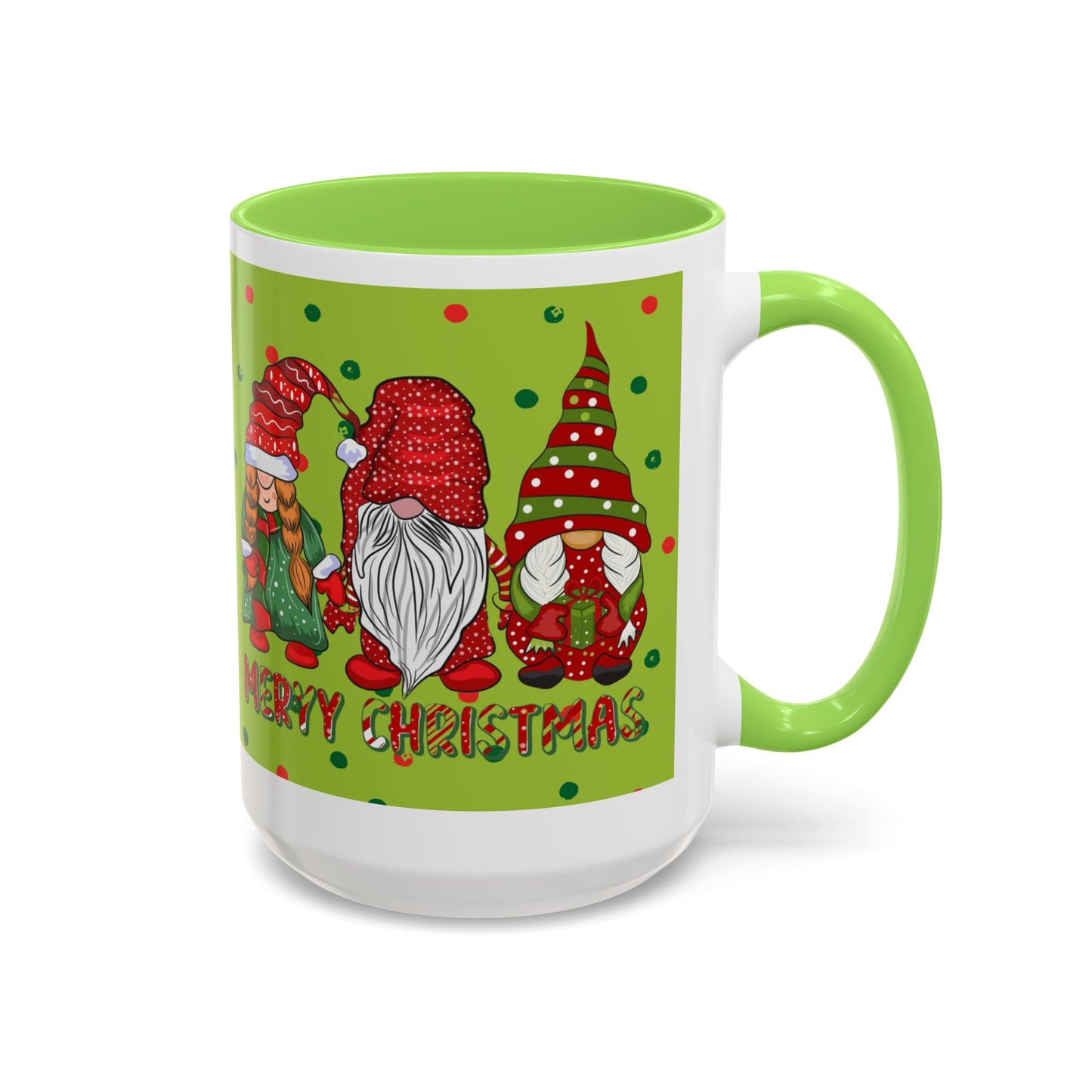 Merry Christmas Gnom Trio. Gnome Mug, Green Holiday Coffee Cup, Festive Hot Cocoa Mug, Cute Gnome Lover Gift, Cozy Winter Christmas Drinkware