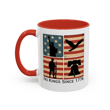 No Kings Since 1776 Coffee Mug, Fourth of July Gift, Retro American Flag Mug, Land of the Free, Military Veteran Gift