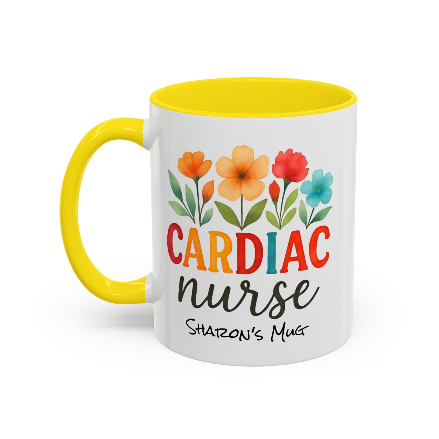 Cardiac Nurse Floral Watercolor Accent Coffee Mug, CVICU Nurse Mug, Cardiac Nurse Gifts, Cardiac ICU Nurse