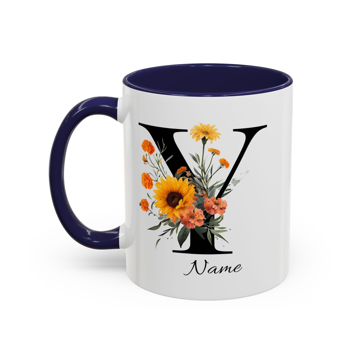 Personalized Floral Monogram - Letter Y - Elegant Accent Coffee Mug – Personalized Mothers Day Gift