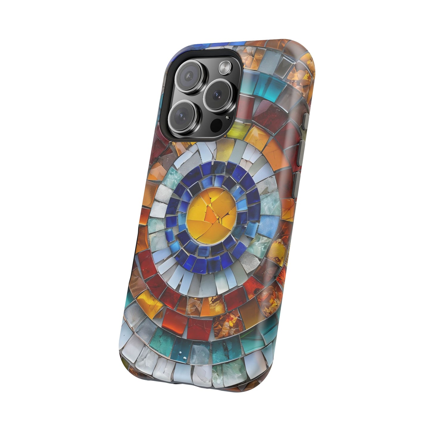 Magnetic Mosaic Phone Case, Trendy iPhone Case, Unique Design, Faux Stained Glass, Custom Phone Cover, Wireless Charging