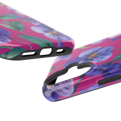 African Violet Floral Magnetic Tough Case, Summer Iphone Case, Wildflower Case, Flower Phone Cover, Stylish Phone Case