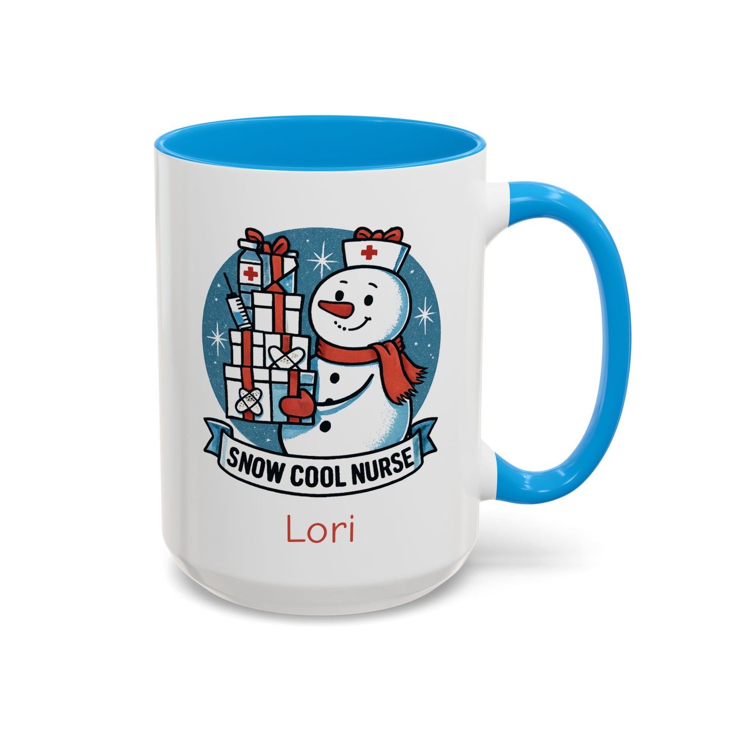 Personalized Snowman Nurse Mugs with festive designs and custom names, perfect holiday gift for nurses.