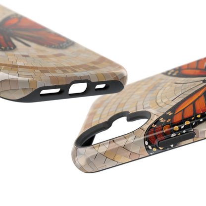 Monarch Butterfly Mosaic iPhone Case, Orange Butterfly Case, Artistic Phone Cover, Trendy iPhone Case, Wireless Charging Cover