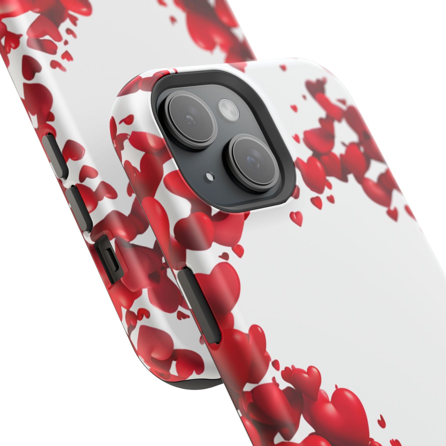 Heart-Shaped Heart Motif Magnetic Tough iPhone Case, Love Themed Phone Cover, Valentine's Day Gift,  Romantic Phone Case
