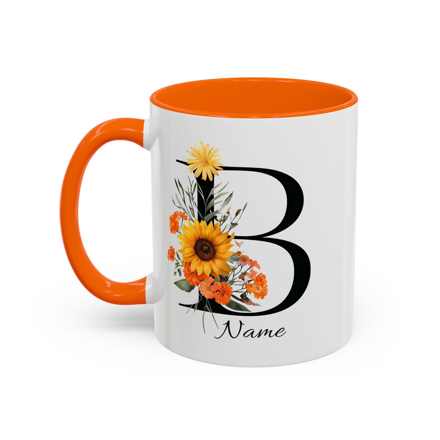 Personalized Floral Monogram - Letter B - Elegant Accent Coffee Mug – Personalized Mothers Day Gift