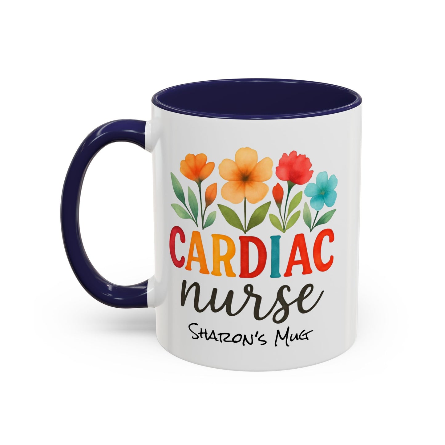 Cardiac Nurse Floral Watercolor Accent Coffee Mug, CVICU Nurse Mug, Cardiac Nurse Gifts, Cardiac ICU Nurse