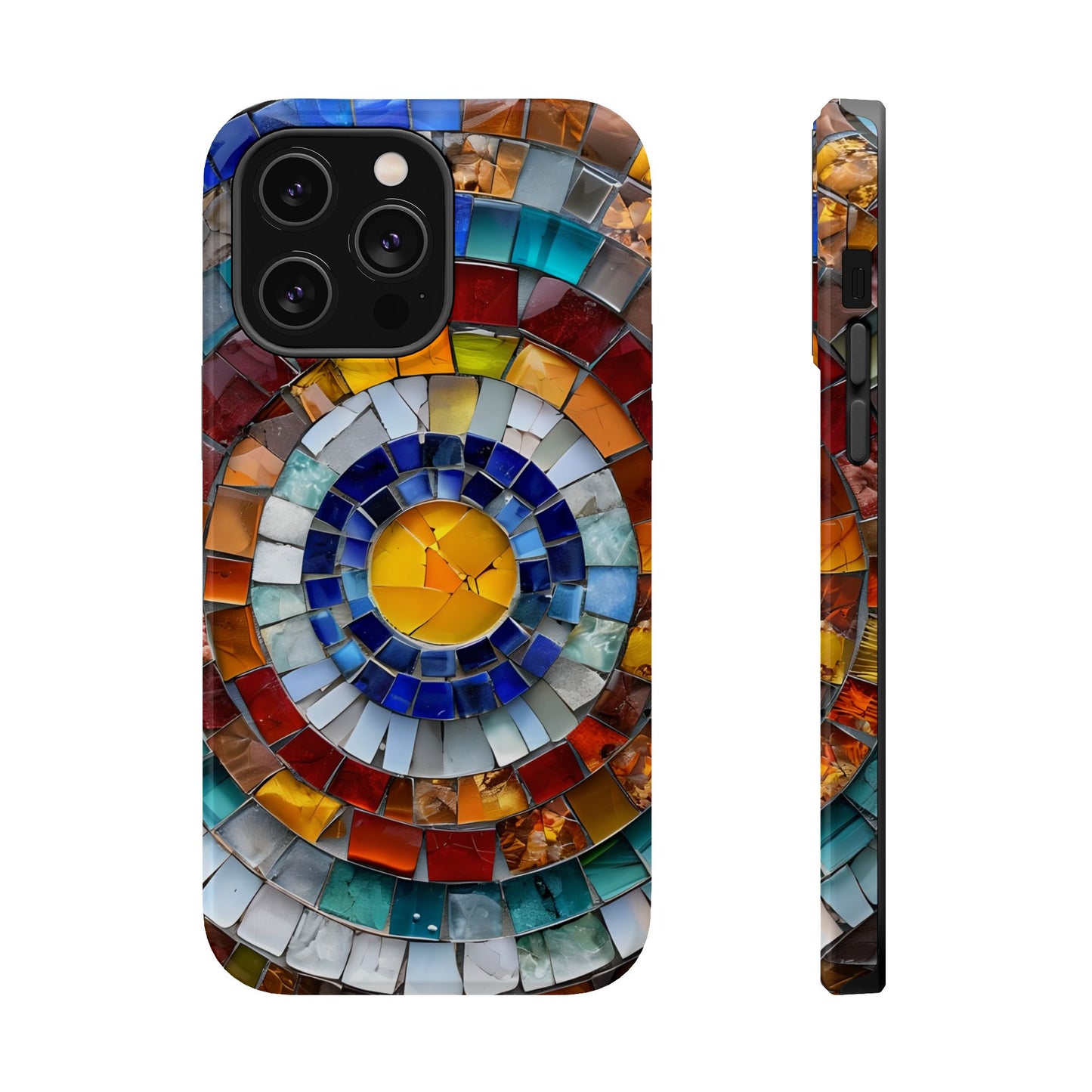 Magnetic Mosaic Phone Case, Trendy iPhone Case, Unique Design, Faux Stained Glass, Custom Phone Cover, Wireless Charging