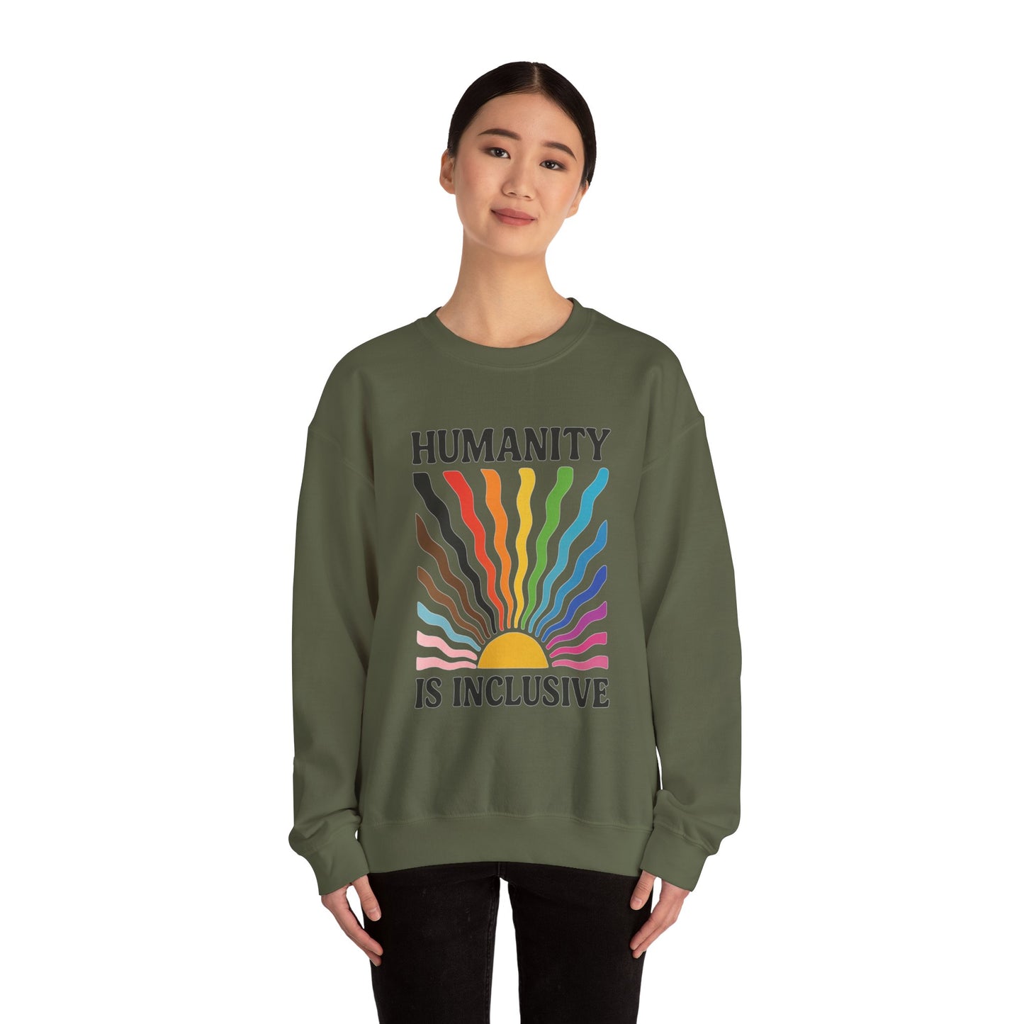 Pride Month Crewneck Sweatshirt, Humanity is Inclusive, LGBT Shirt, Lesbian Pride, Bisexual, Transgender, Equal Rights, pridemonth