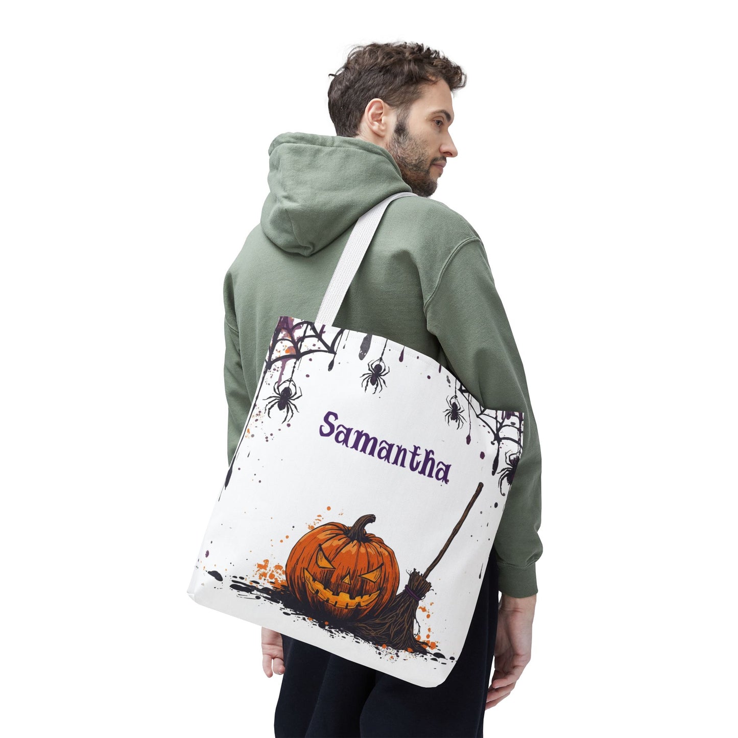 Custom Kids Halloween Trick or Treat Bag – Personalized Pumpkin Candy Tote Sack – Children’s Halloween Gift, Reusable Candy Bag