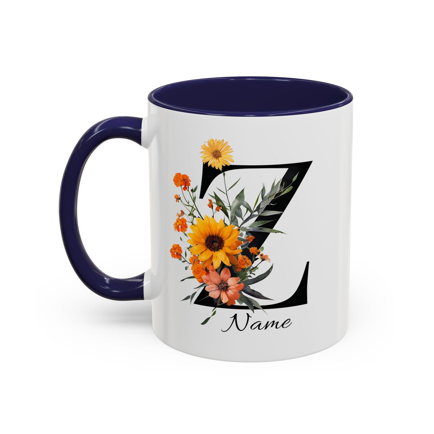 Personalized Floral Monogram - Letter Z - Elegant Accent Coffee Mug – Personalized Mothers Day Gift