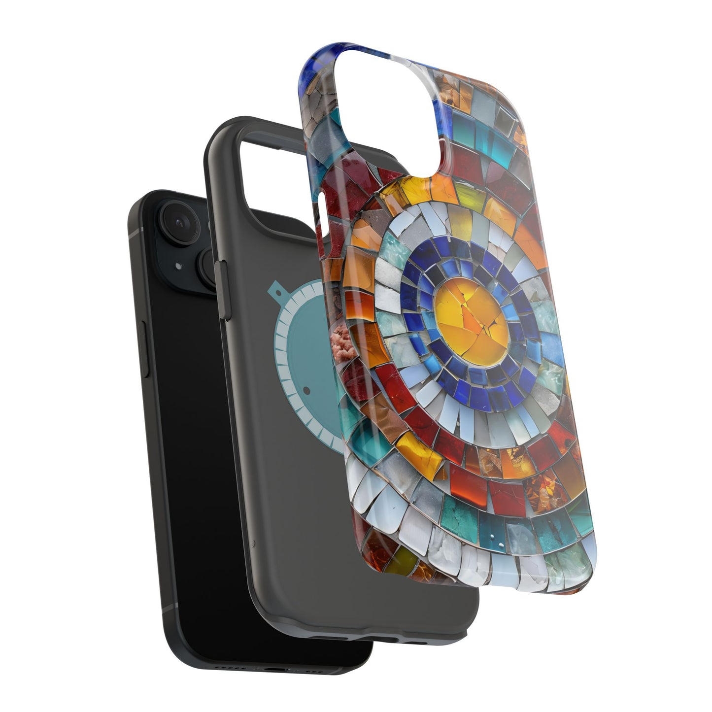 Magnetic Mosaic Phone Case, Trendy iPhone Case, Unique Design, Faux Stained Glass, Custom Phone Cover, Wireless Charging