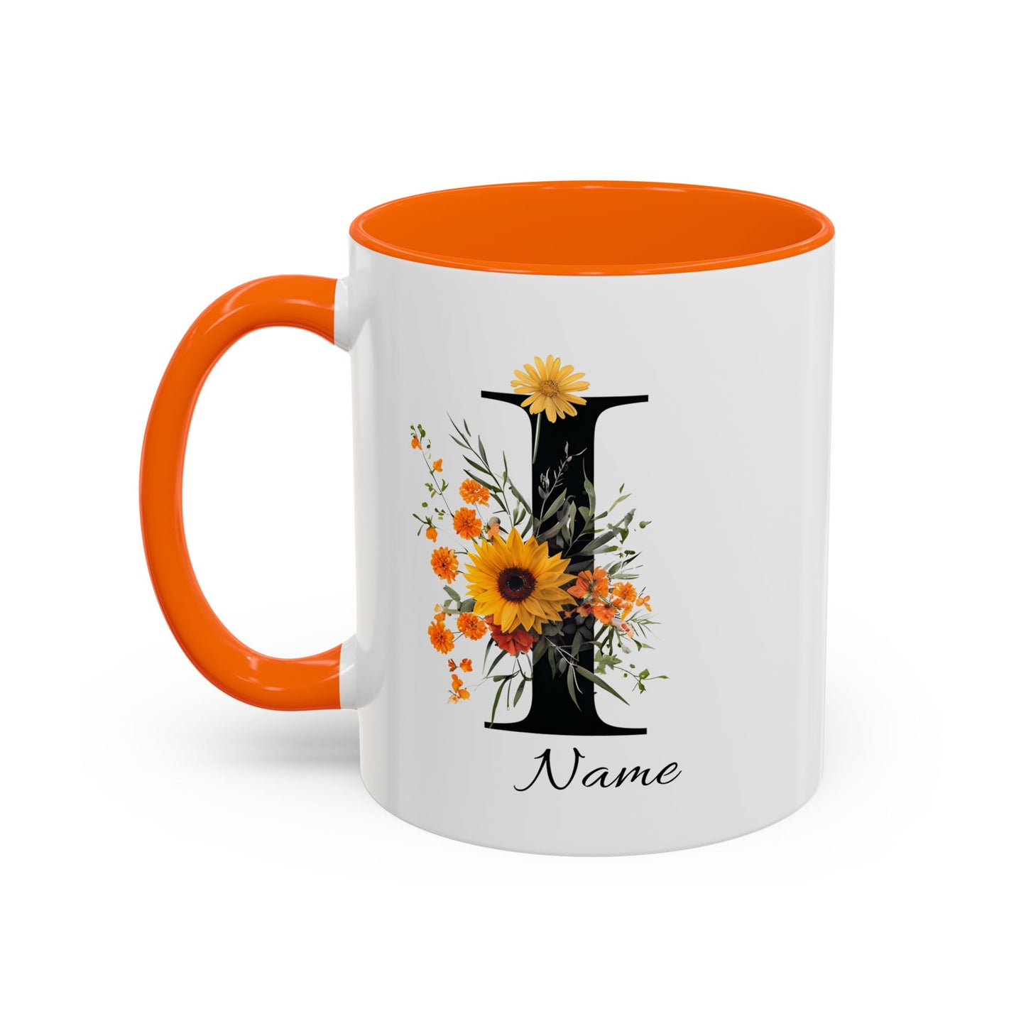 Personalized Floral Monogram - Letter I - Elegant Accent Coffee Mug – Personalized Mothers Day Gift