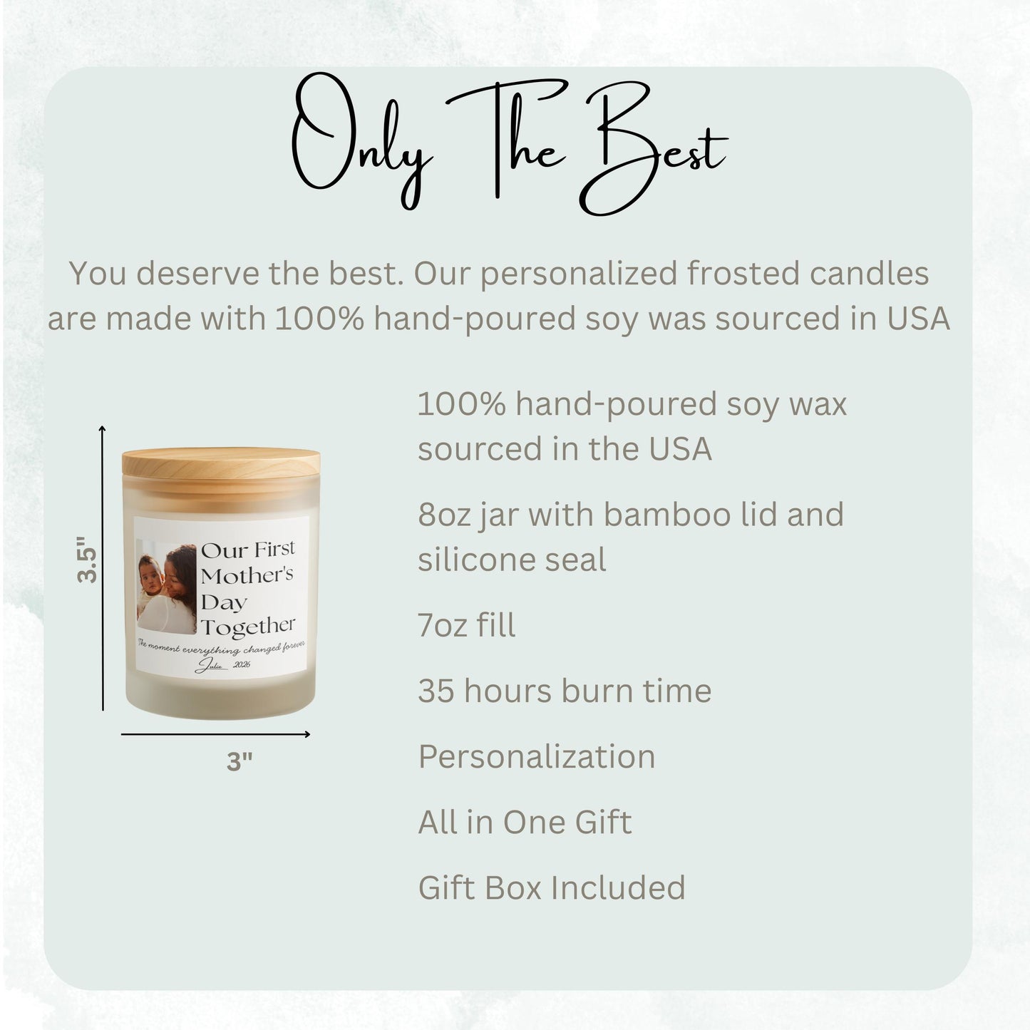 Our First Mother's Day Together Personalized Frosted Candle, Cozy New Mom Keepsake Gift, Custom Frosted Soy Candle, 8 oz