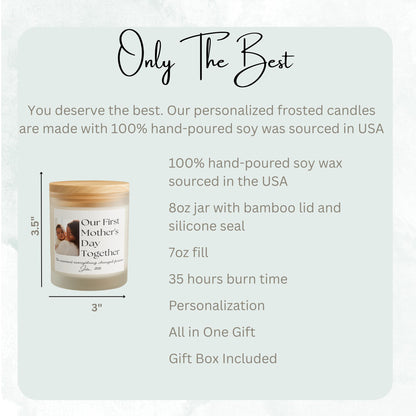 Our First Mother's Day Together Personalized Frosted Candle, Cozy New Mom Keepsake Gift, Custom Frosted Soy Candle, 8 oz