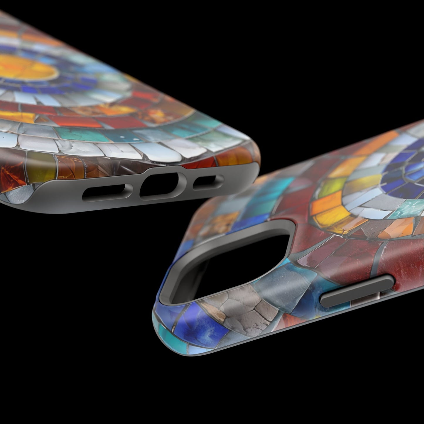 Magnetic Mosaic Phone Case, Trendy iPhone Case, Unique Design, Faux Stained Glass, Custom Phone Cover, Wireless Charging