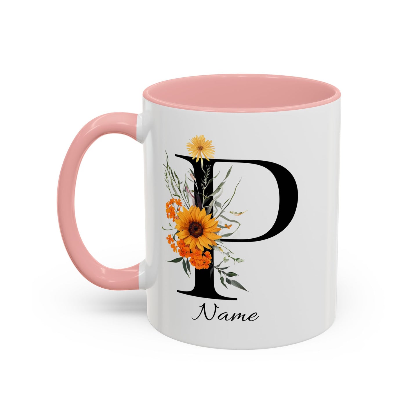 Personalized Floral Monogram - Letter P - Elegant Accent Coffee Mug – Personalized Mothers Day Gift