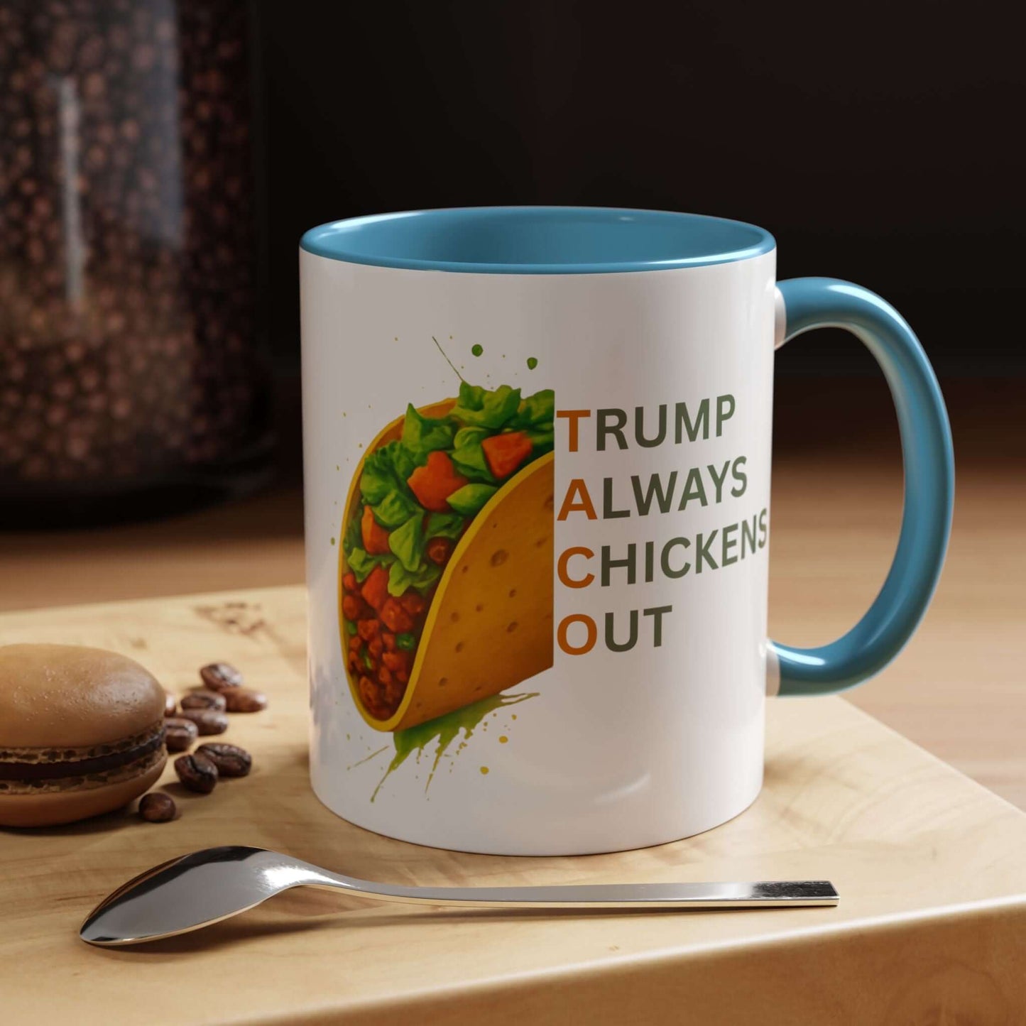 Trump Always Chickens Out TACO Mug, Subtle Anti Trump, Democrat Gift Mug, Funny Liberal Gift, Political Mug