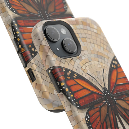 Monarch Butterfly Mosaic iPhone Case, Orange Butterfly Case, Artistic Phone Cover, Trendy iPhone Case, Wireless Charging Cover