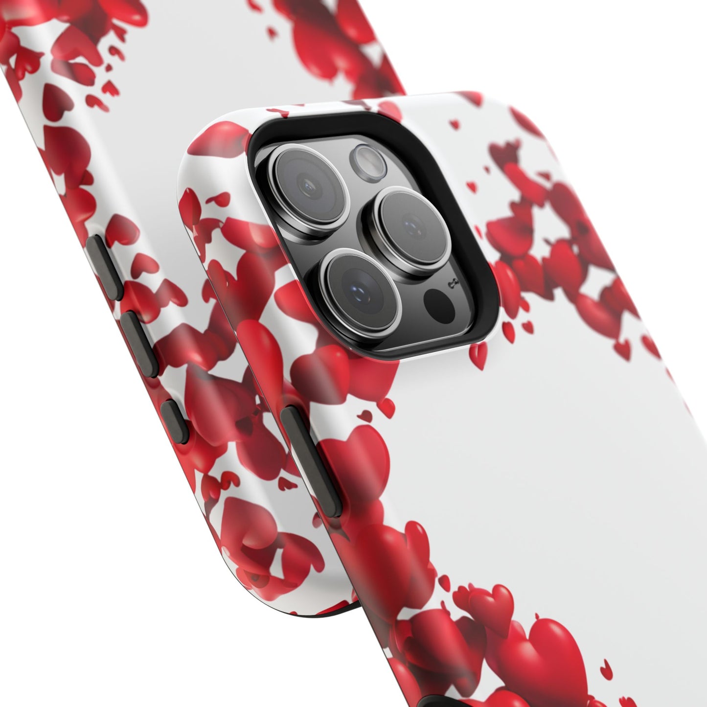 Heart-Shaped Heart Motif Magnetic Tough iPhone Case, Love Themed Phone Cover, Valentine's Day Gift,  Romantic Phone Case