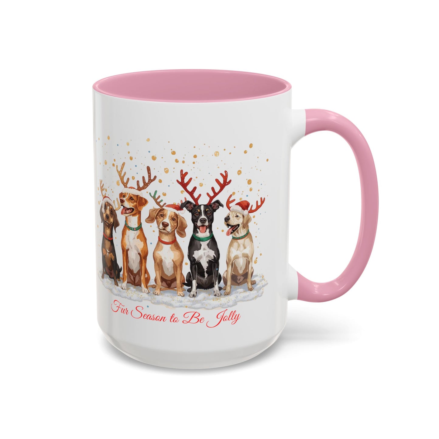 Colorful Holiday Mug with Festive Dogs, Dog Christmas Mug, Dog Mom Mug, Funny Christmas Dog, Merry Christmas