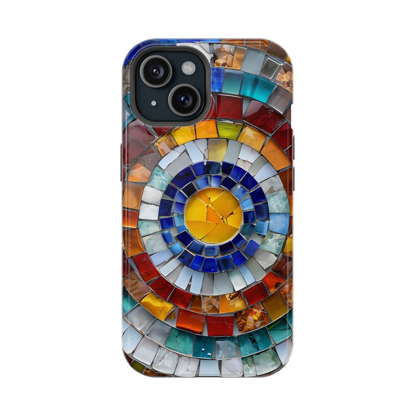 Magnetic Mosaic Phone Case, Trendy iPhone Case, Unique Design, Faux Stained Glass, Custom Phone Cover, Wireless Charging