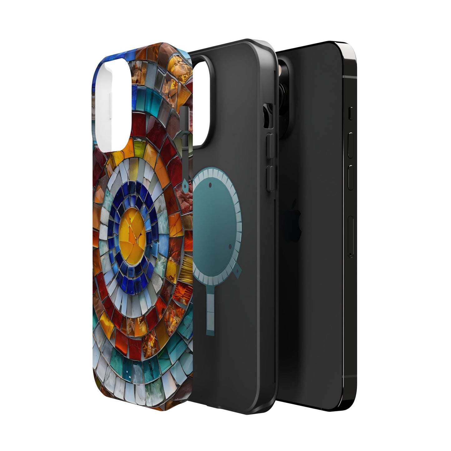 Magnetic Mosaic Phone Case, Trendy iPhone Case, Unique Design, Faux Stained Glass, Custom Phone Cover, Wireless Charging