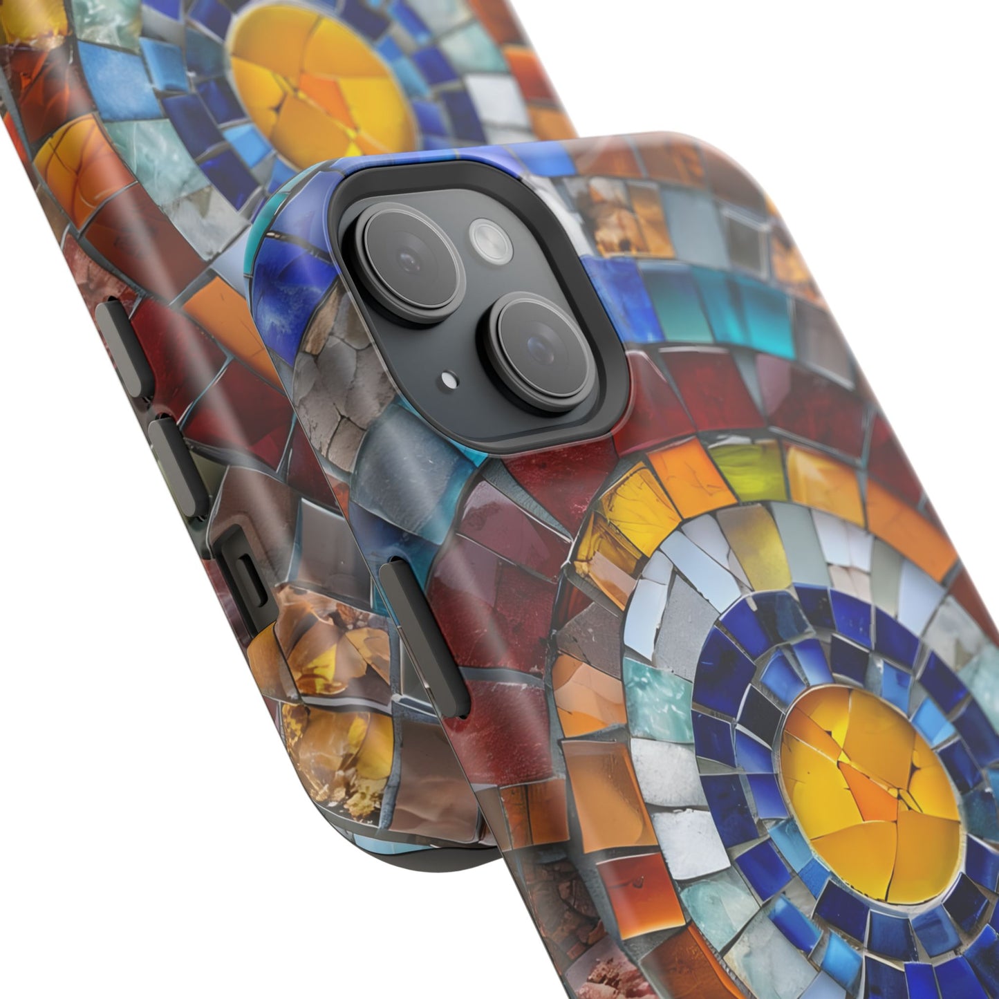Magnetic Mosaic Phone Case, Trendy iPhone Case, Unique Design, Faux Stained Glass, Custom Phone Cover, Wireless Charging