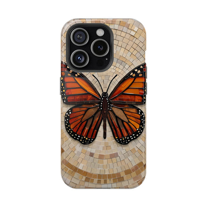 Monarch Butterfly Mosaic iPhone Case, Orange Butterfly Case, Artistic Phone Cover, Trendy iPhone Case, Wireless Charging Cover