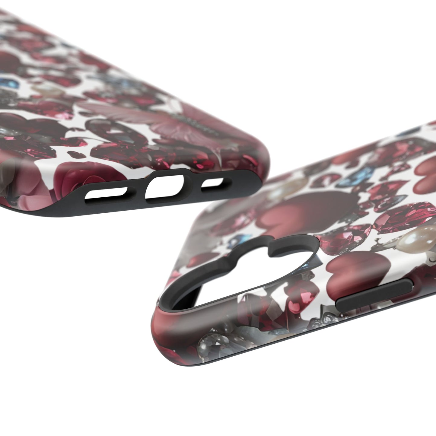 Romantic Floral Hearts Magnetic Tough iPhone Case -  Durable Phone Case for Gifts, Valentine's Day, Birthday, Anniversary, Cute Accessories