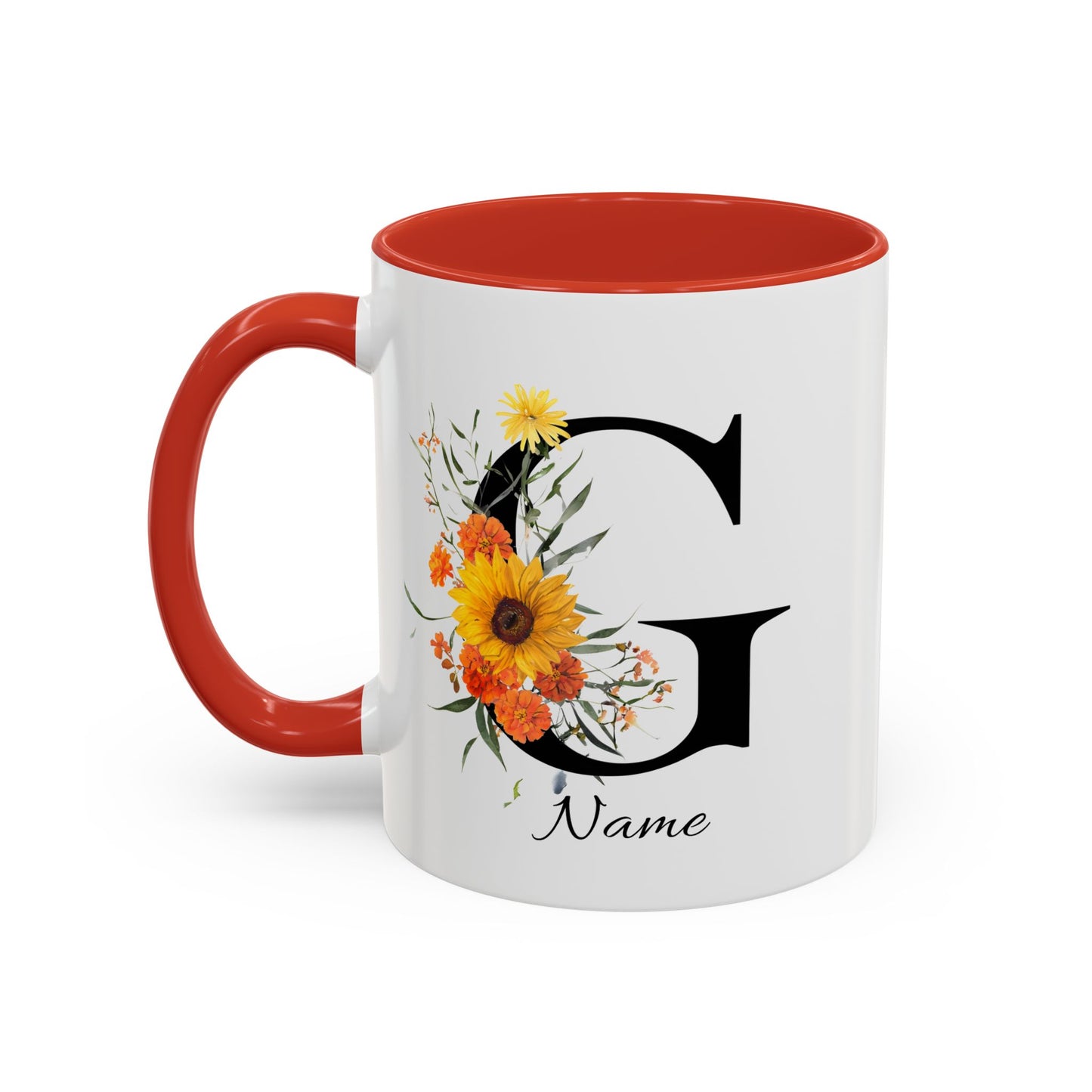 Personalized Floral Monogram - Letter G - Elegant Accent Coffee Mug – Personalized Mothers Day Gift