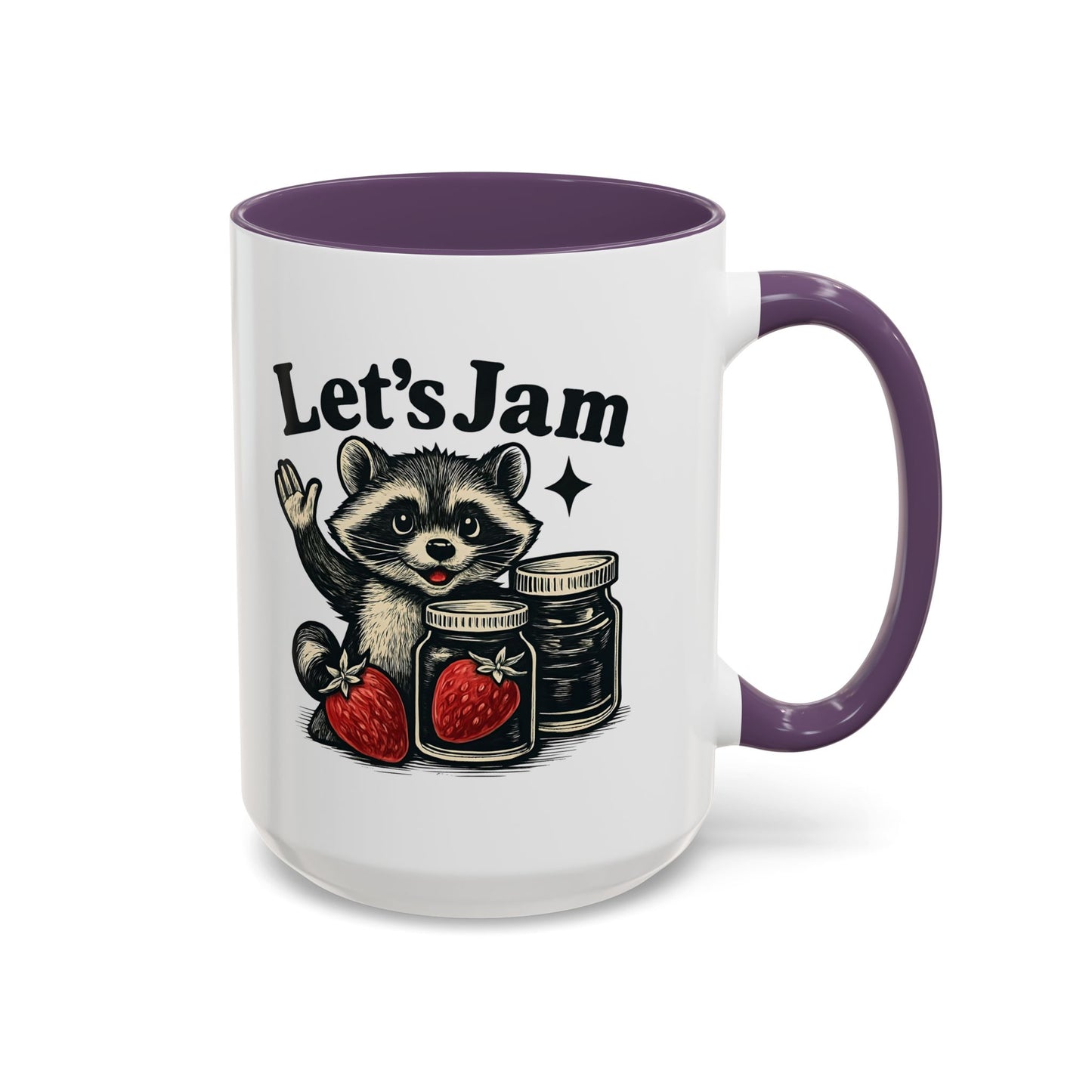 Let's Jam Raccoon Coffee Mug, Strawberry Mug, Cute Summer Mug, Raccoon Strawberry Mug, Funny Raccoon Mug, Trending Now