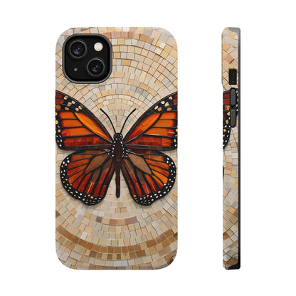 Monarch Butterfly Mosaic iPhone Case, Orange Butterfly Case, Artistic Phone Cover, Trendy iPhone Case, Wireless Charging Cover