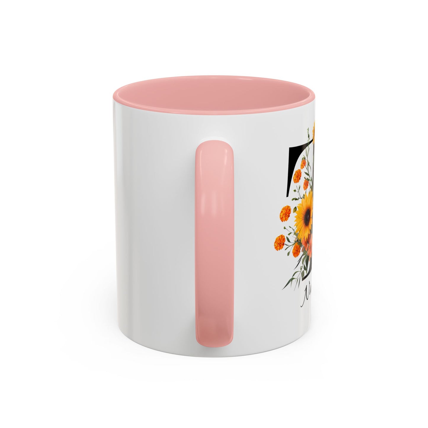 Personalized Floral Monogram - Letter T - Elegant Accent Coffee Mug – Personalized Mothers Day Gift