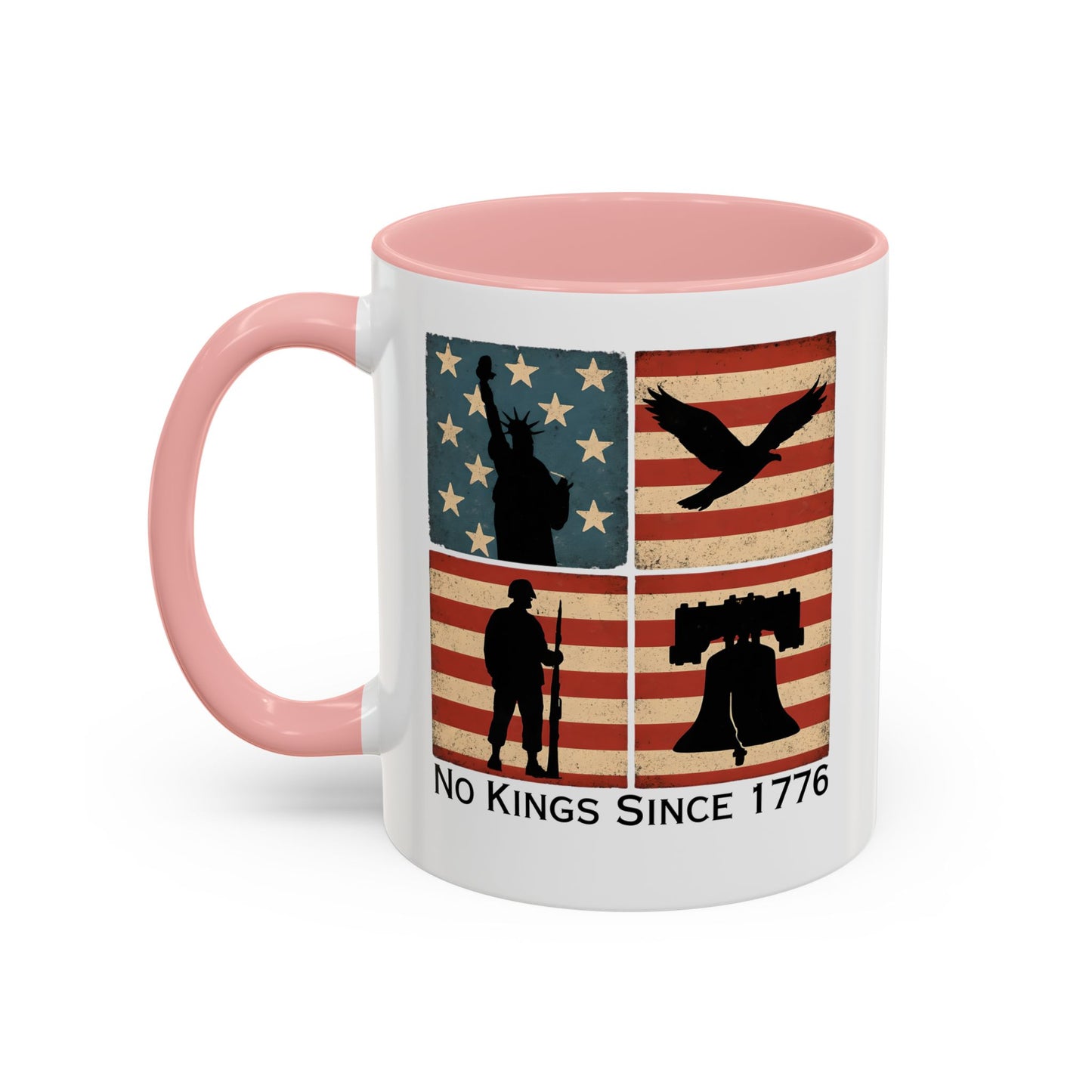 No Kings Since 1776 Coffee Mug, Fourth of July Gift, Retro American Flag Mug, Land of the Free, Military Veteran Gift