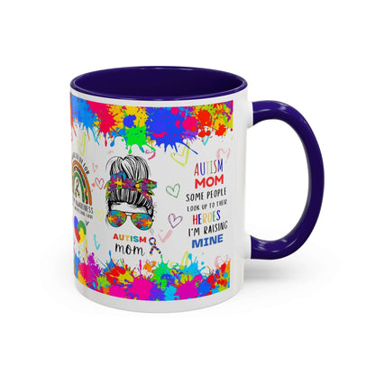Colorful Autism Mom mug featuring neurodiversity designs and heartwarming phrases for proud autism mothers.