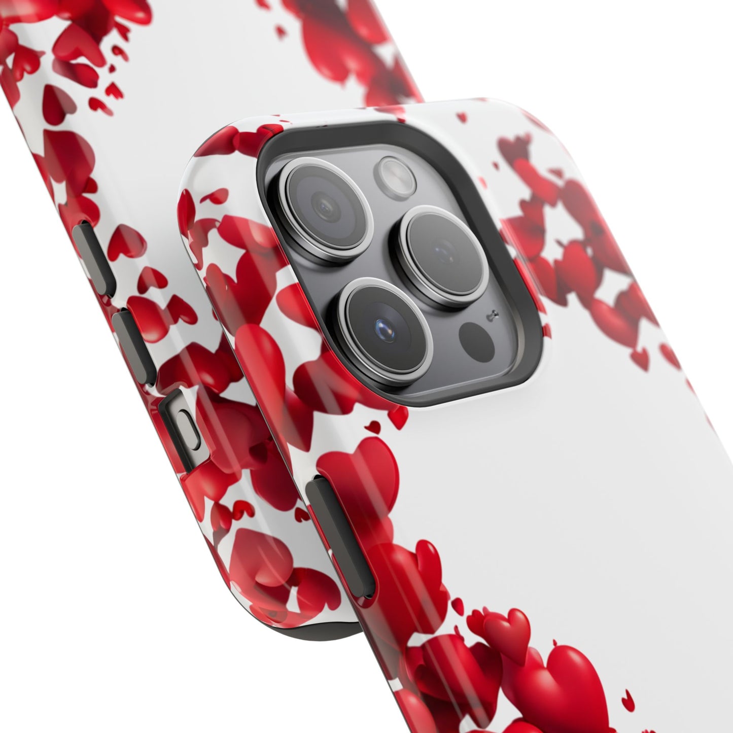 Heart-Shaped Heart Motif Magnetic Tough iPhone Case, Love Themed Phone Cover, Valentine's Day Gift,  Romantic Phone Case