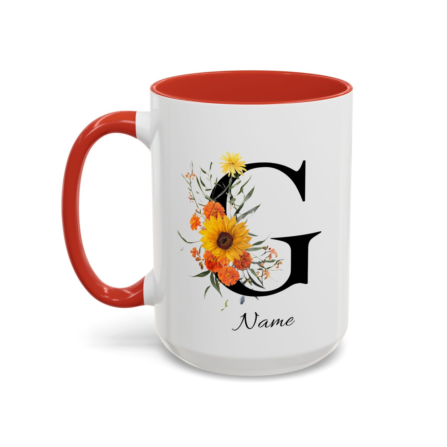 Personalized Floral Monogram - Letter G - Elegant Accent Coffee Mug – Personalized Mothers Day Gift