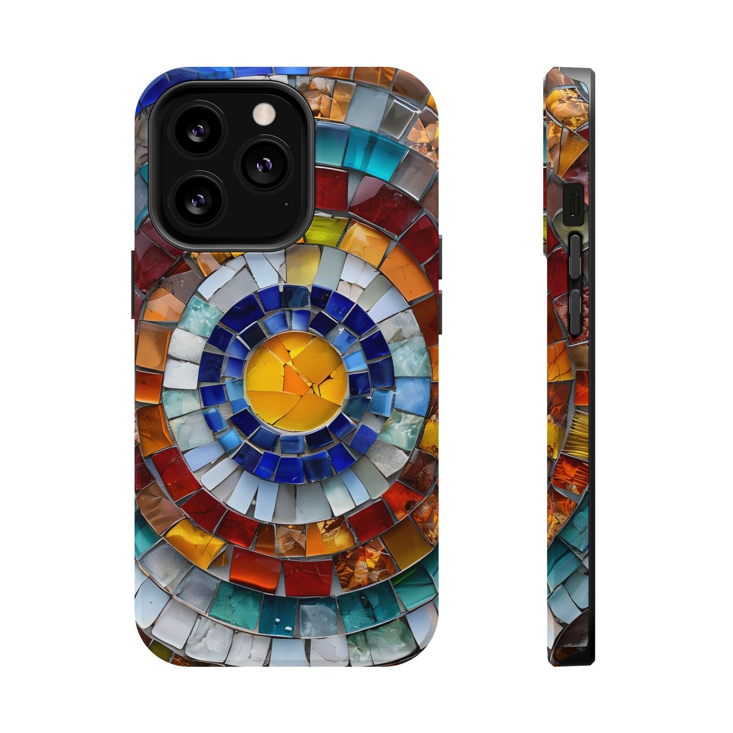 Magnetic Mosaic Phone Case, Trendy iPhone Case, Unique Design, Faux Stained Glass, Custom Phone Cover, Wireless Charging