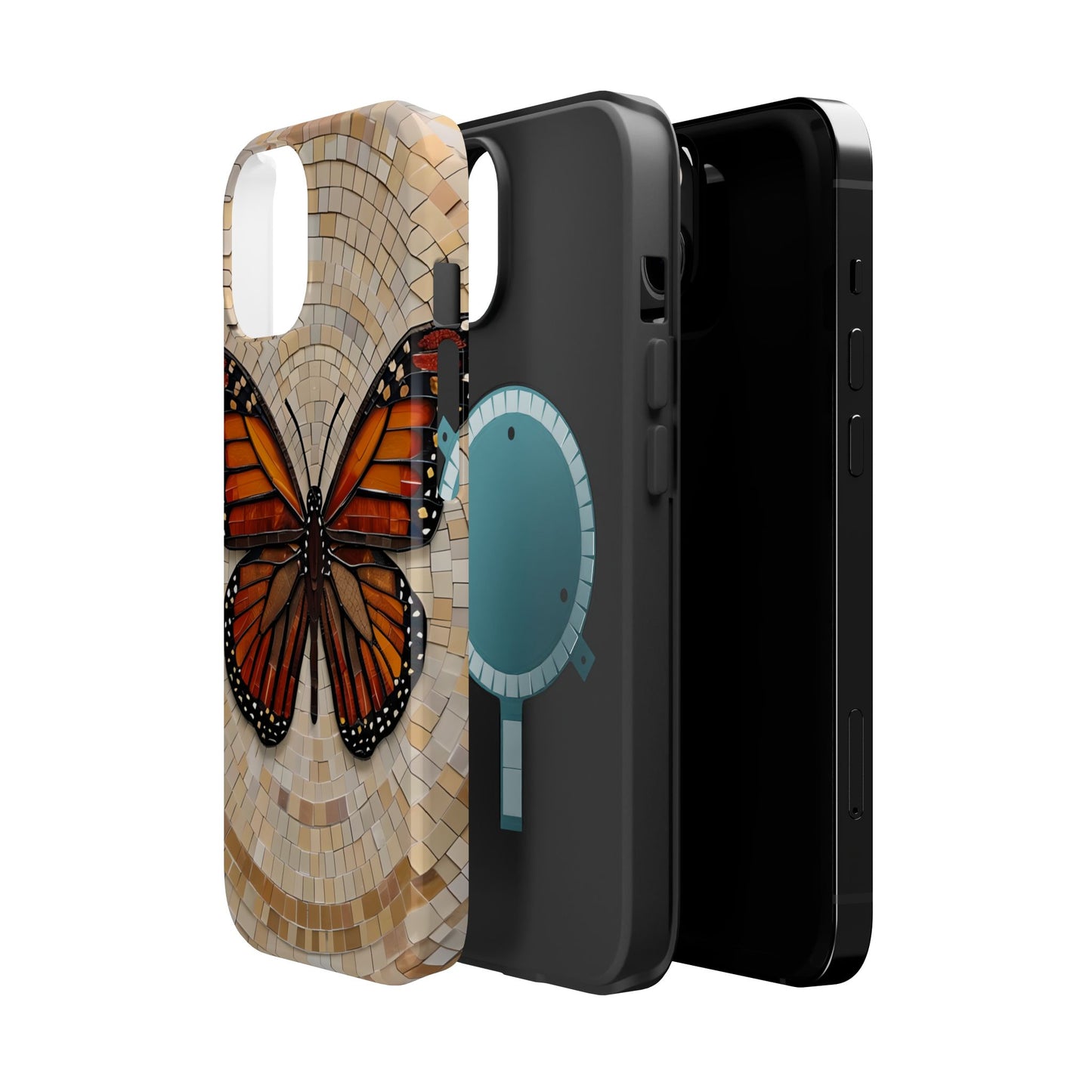 Monarch Butterfly Mosaic iPhone Case, Orange Butterfly Case, Artistic Phone Cover, Trendy iPhone Case, Wireless Charging Cover