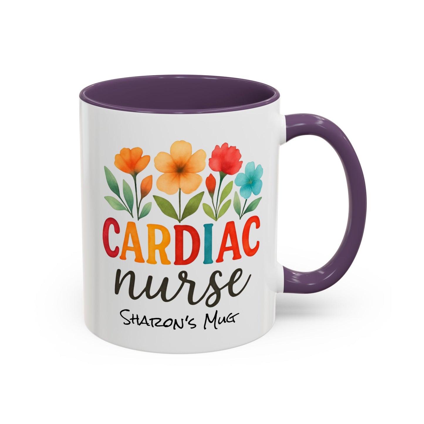 Cardiac Nurse Floral Watercolor Accent Coffee Mug, CVICU Nurse Mug, Cardiac Nurse Gifts, Cardiac ICU Nurse