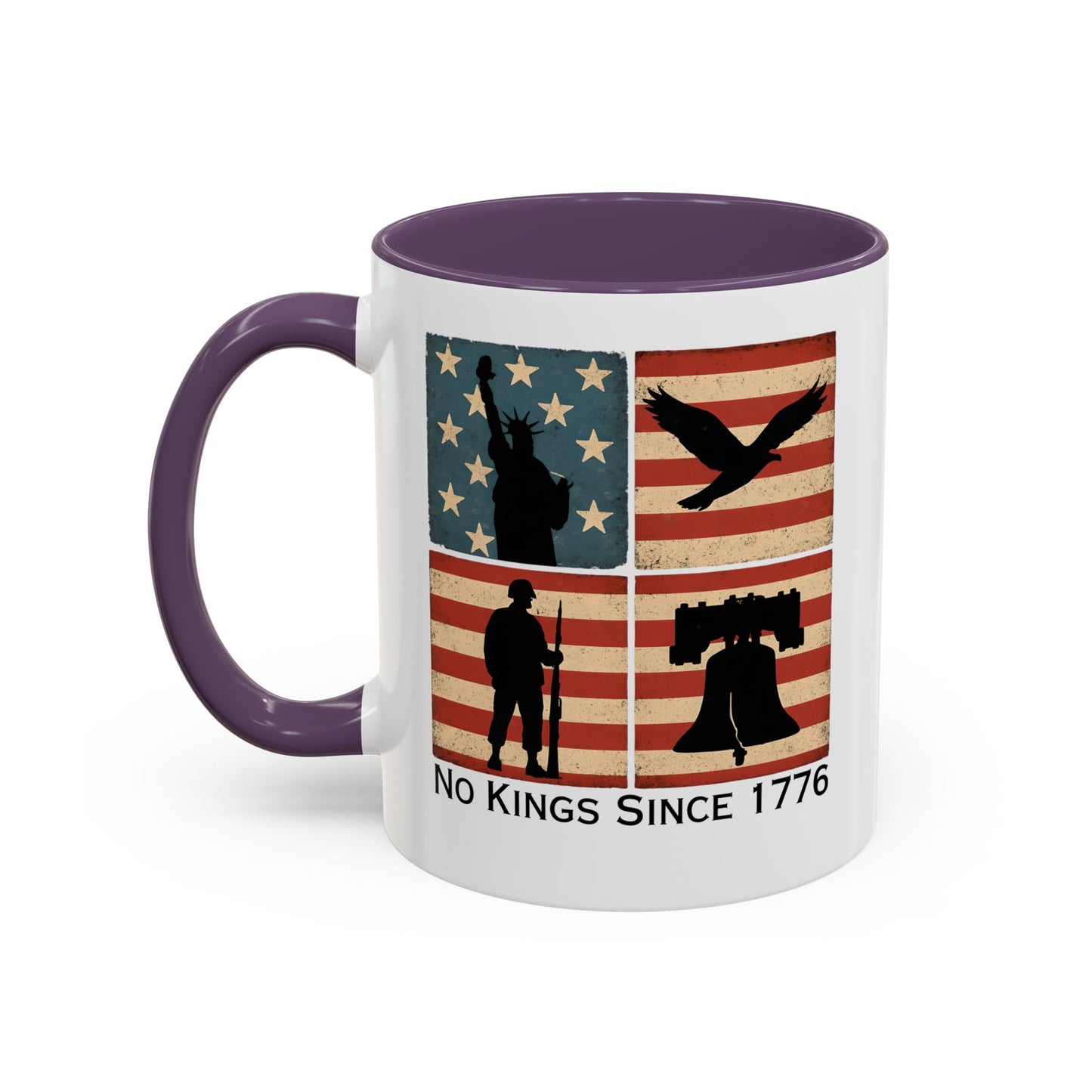 No Kings Since 1776 Coffee Mug, Fourth of July Gift, Retro American Flag Mug, Land of the Free, Military Veteran Gift