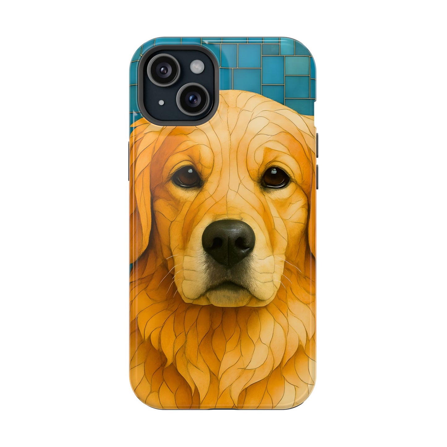 Golden Retriever Mosaic Phone Case, Dog Lover Gift, Protective iPhone Cover, Unique Pet Art, Animal Pattern Case